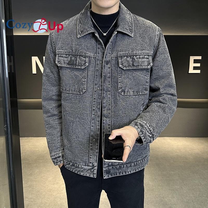 

Мужская зимняя куртка Cozy Up из денима с подкладкой из шерпы, теплая утолщенная куртка Trucker с несколькими карманами 2XL серый