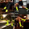 2 Pairs of Classic Striped Mid-Calf Socks In Fluorescent Green for Both Men And Women,Suitable for Outdoor And Indoor Sports