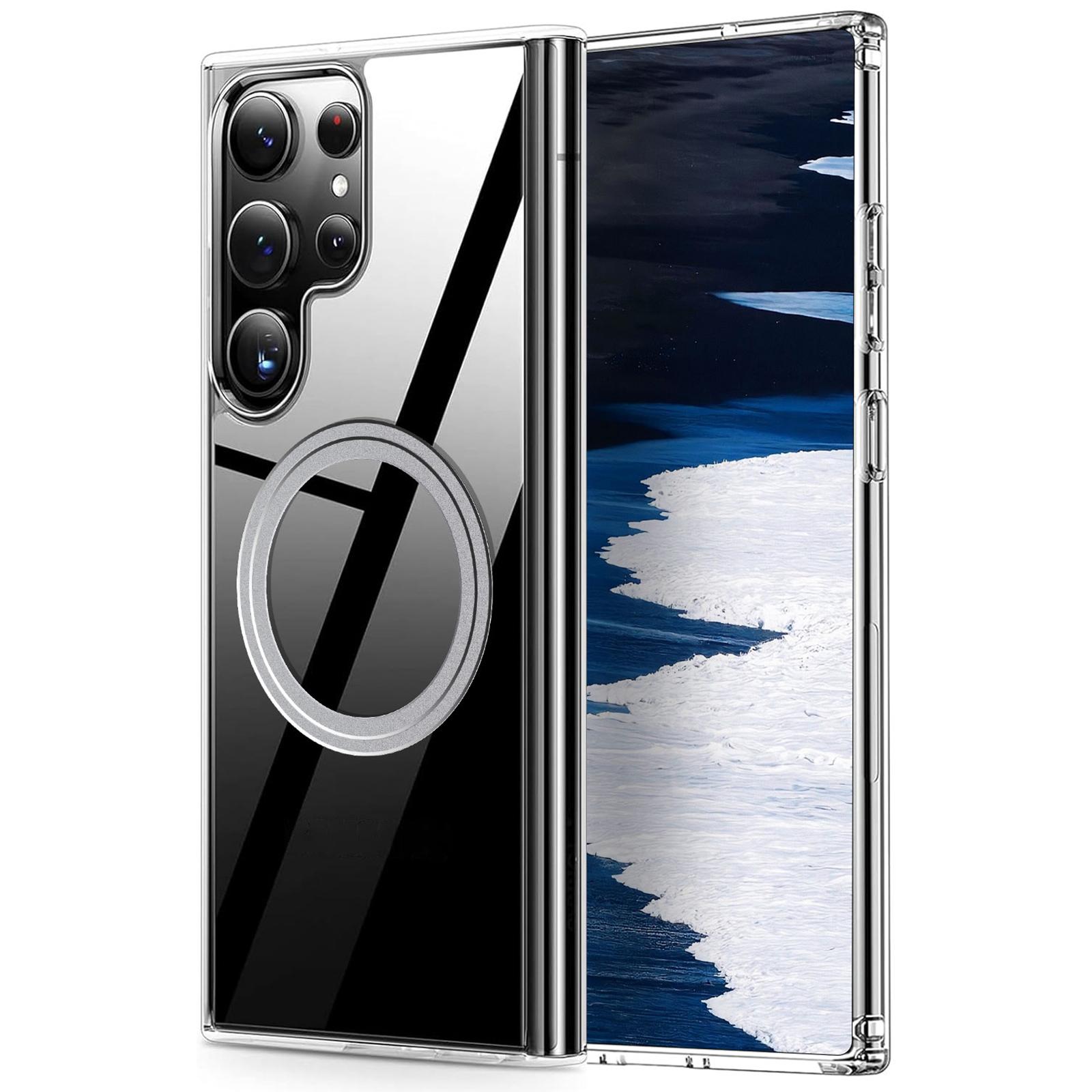 

Для Samsung Galaxy S24 Ultra Чехол Магнитный ТПУ+ПК Прозрачный Противоударный Чехол для Телефона A