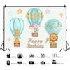 Maßgeschneiderter Süßer Bär Hintergrund Heißluftballon Dschungeltiere Fotografie Hintergrund für Babyparty Geburtstag Kinderzimmer Dekoration
