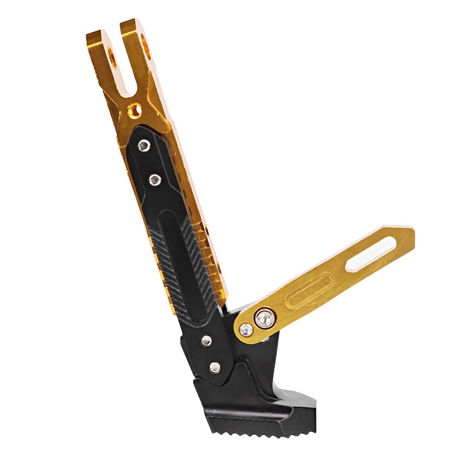 

Motorcycle Aluminum Alloy Adjustable Kickstand Foot Side Stand Tripod Holder (Golden) Gold