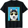 Siberian Husky Portrait Pop Art Dog with Sunglasses T-Shirt