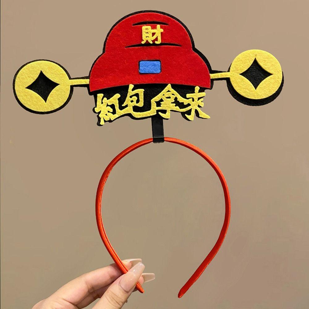 Cartoon 2024 Happy New Year Headband Red Hairband New Year Headdress Lovely Dragon Headband  Girl