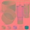 [C]1PCS 7.5cmx4.5cm Candy Color Silicone Candy Color Cup Protective Sleeve Cushion For 40oz Tumbler With Handle & 20oz 30oz