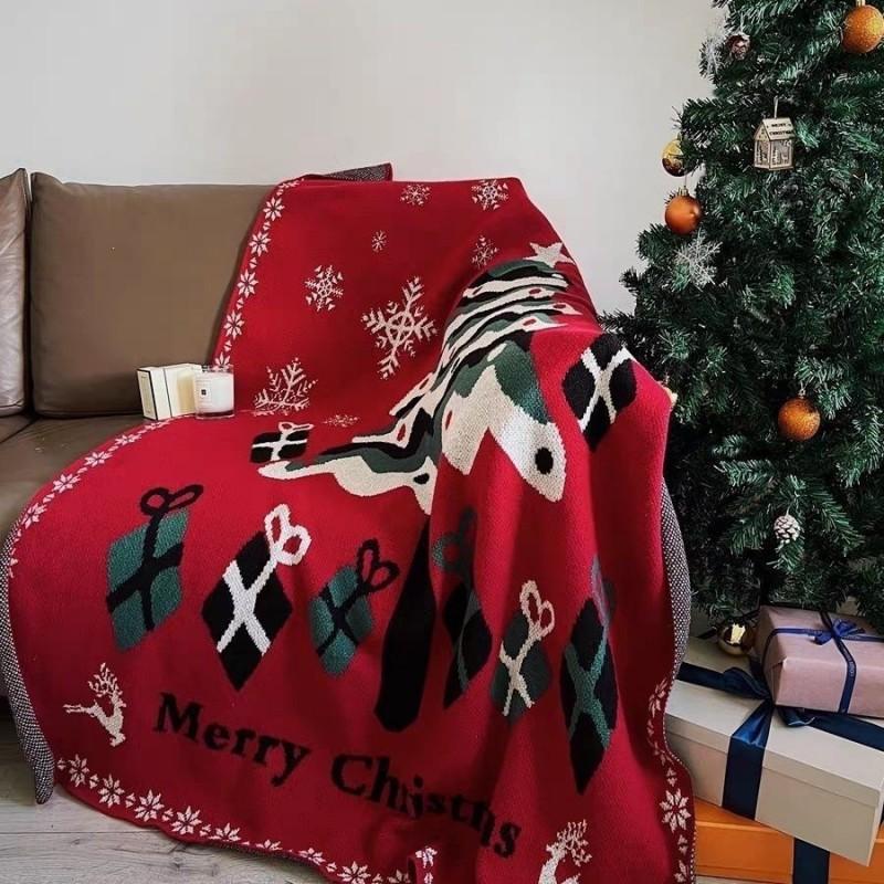 Christmas Tree Knitted Blanket Winter Thick Sofa Bed Throw Home Decor