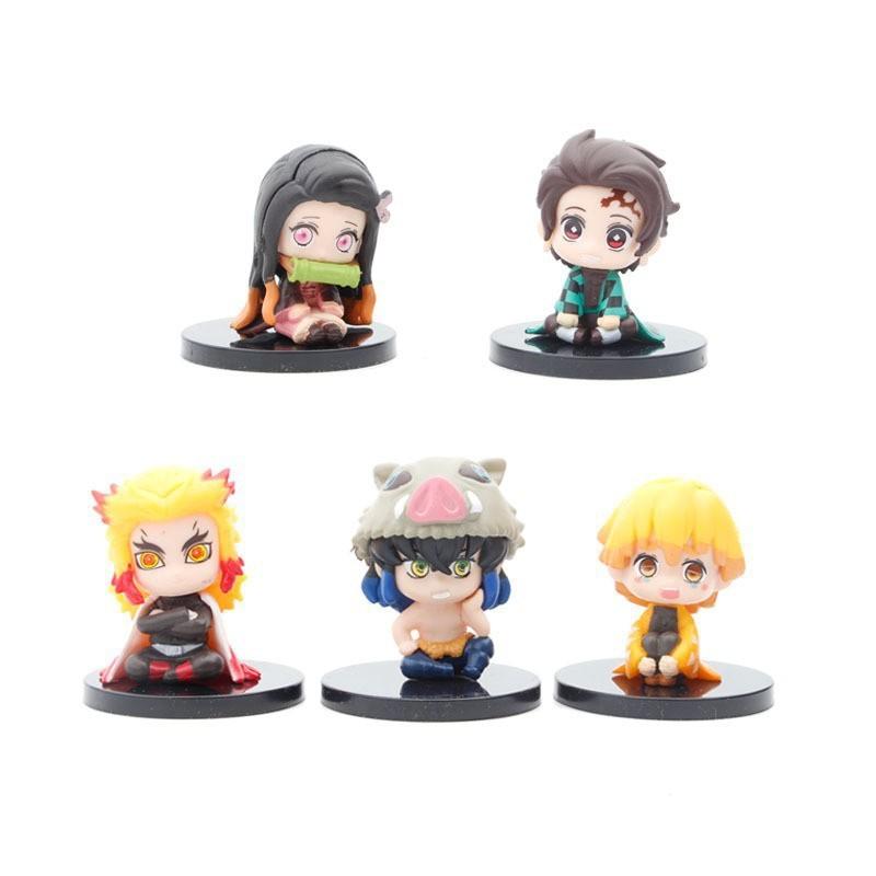 Demon Slayer Kimetsu No Yaiba Pvc Figurine Set With Sitting Posture For Collectors And Fans