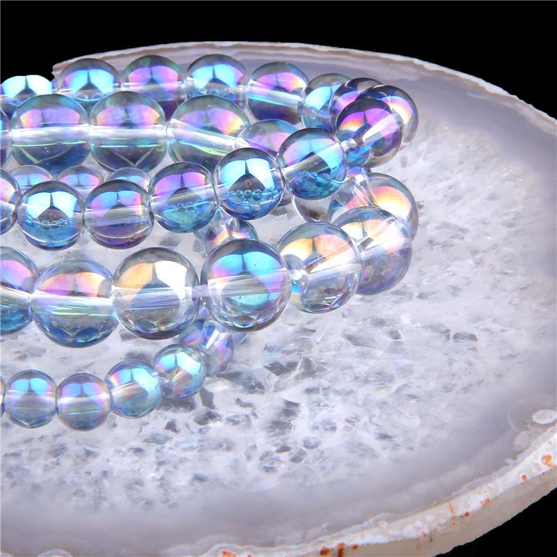 6/8/10/12 MM Crystal Beads AB Polished Austria Crystal Glitter Moonstone Round Loose Beads For Jewelry Making Round Spacer Beads