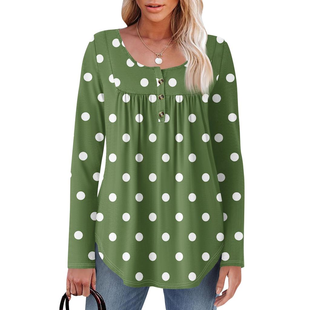 Γυναικεία Μπλούζα Τούνικ Μακρυμάνικη Φαρδιά Μπλούζα Καθημερινή Oversized Μπλούζα Πλισέ Τούνικ Κουμπωτή Καθημερινή Γυναικεία Μπλούζα με Μοτίβο