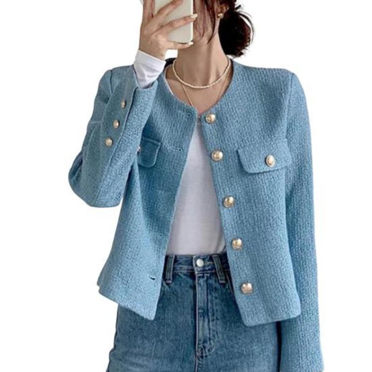Fall Spring Women Cardigan Coat Single Breasted Long Sleeve Solid Color Loose OL Commuting Style Dating Shopping Jacket