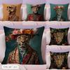 Fashion With Wreath Animals Cushion Cover Natural Linen Double Sided Print  Throw Pillow Case for Sofa Couch Home Decor