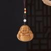Green Sandalwood Maitreya Buddha Carved Pendant Craft Piece.