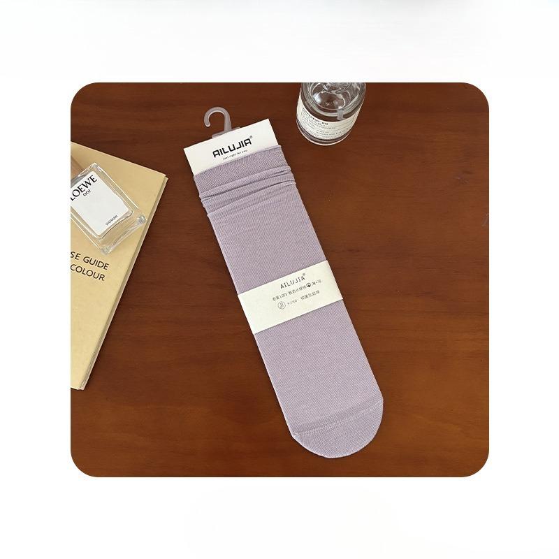 Female Summer Solid Color Soft College Wind Sweat Absorbent Deodorant Cotton Socks