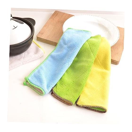 UKCOCO 5 Pack Microfiber Kitchen Towels, Highly Absorbent, Double-Sided Cleaning Cloths, Soft, Scratch-Resistant, Multi-Purpose for Kitchen,