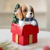 Lively Holiday Dog Statue Christmas Desktop Decor Adorable Christmas Puppy Resin Ornament for Desk Home Office Decorations