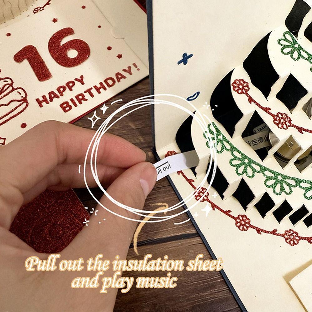 3D Happy Birthday Card Music Light Gift Card New Musical Light Greeting Card  Party Party Supplies