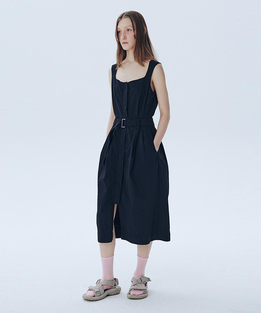 Awi Nylon Belted Dress_Black