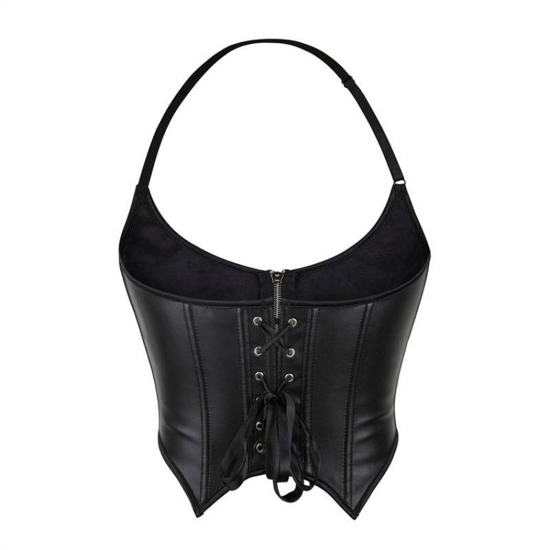 Top Bustier Sexy com Zíper no Pescoço para Mulheres, Ajustado ao Corpo, Controle de Barriga