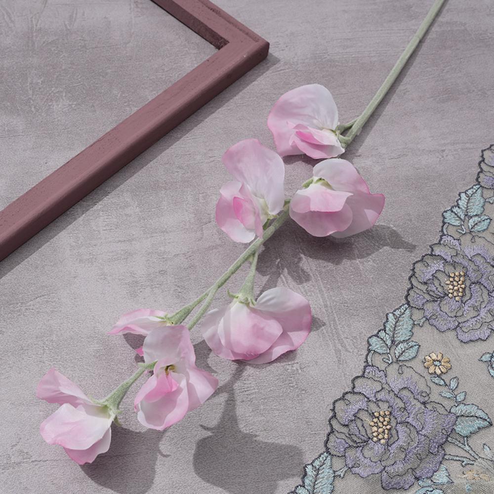 63cm Simulation Pea Flower Flocked Artificial Bouquet New Fake Flower  Wedding Party Decor