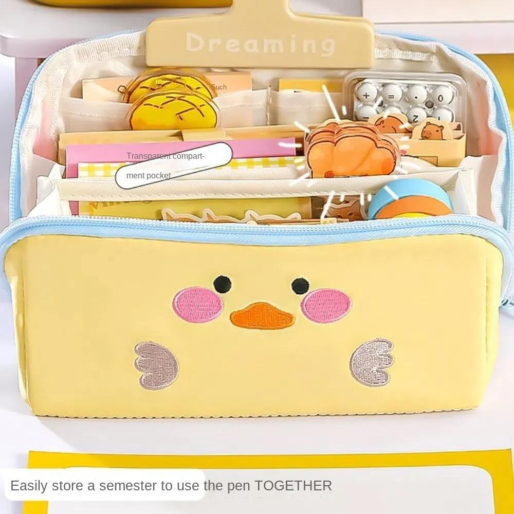 Cosmetics Storage Korean Pencil Bag Large Capacity Makeup Bag Office Supplies