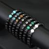 Stylish Men Bracelet Natural Tiger Eyes Volcanic Rock Healing Braslet Handmade Black Onyx Stone Strand Braclet Pulsera Hombre