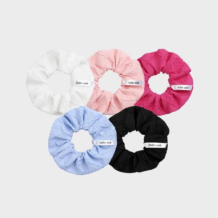 U Line Aube nuit Uneven Wrinkle Hair Scrunchie Baby Pink