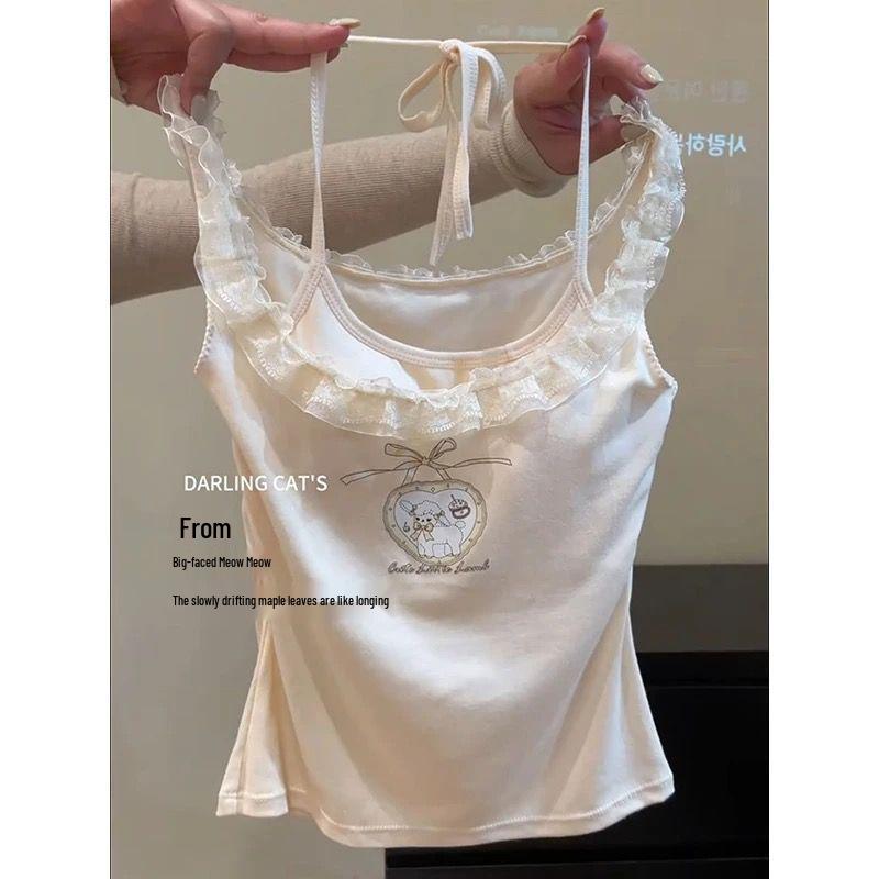

Padded Lace Trim Sweet Camisole: Slim Fit Base Layer Top M (90-110 lbs) абрикосовый