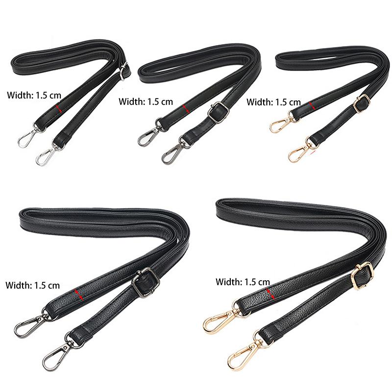 Bag Handle Belt Black Pu Lady Handbag Accessories With Snap Hook/Dog Hook 1.5Cm Width