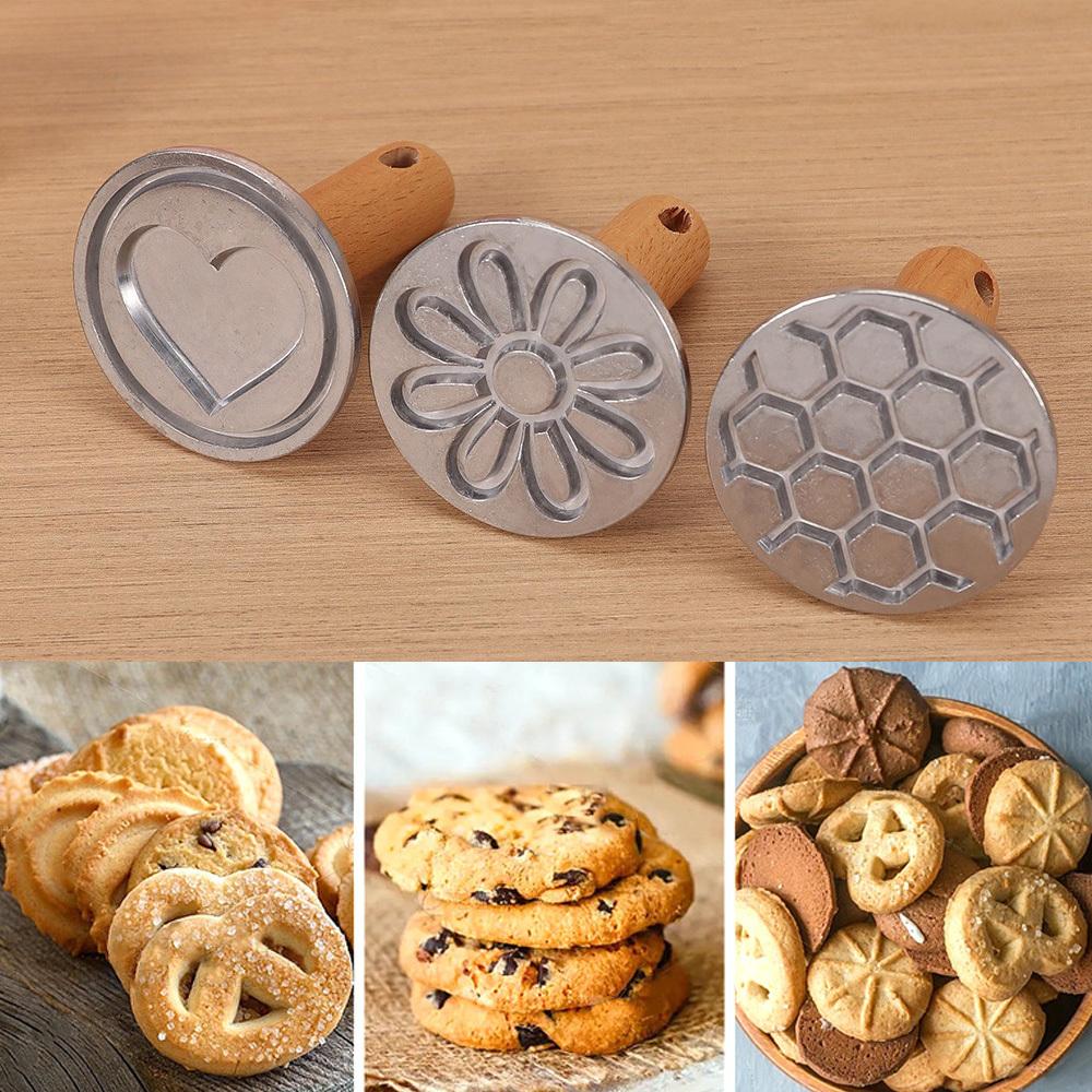 1pc Practical Convenient Cookie Stamps For Baking Press Cake Mold With Wooden Handle Cookie Maker Decorating Supplies DIY Baking