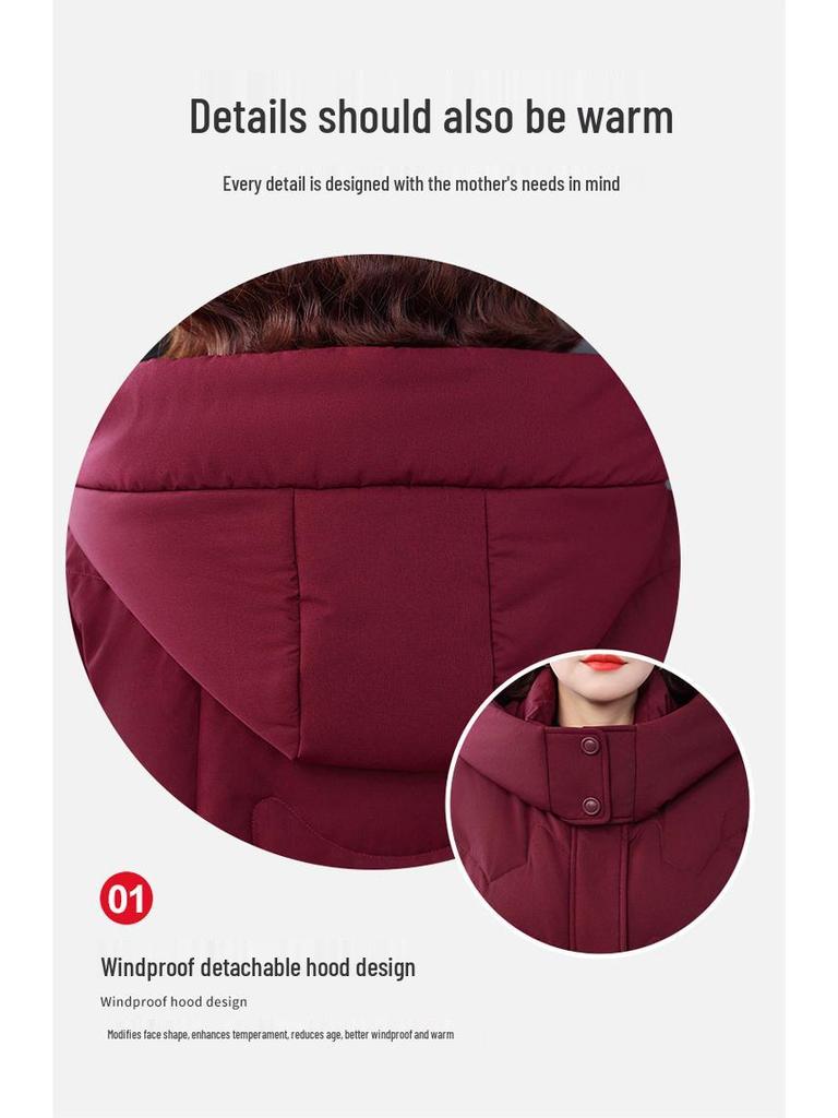 Trendy Women's Mid-Length Thickened Down Jacket - 2025 Winter Collection for Stylish Young Moms and Middle-Aged Women