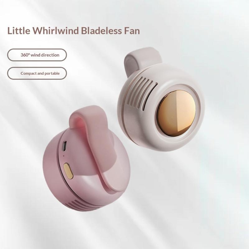 Tragbarer Mini-Bladeless-Hüftventilator mit Clip, leise, 3 Geschwindigkeiten, verstellbar, für den Außenbereich, Camping, Reisen, Kühlung