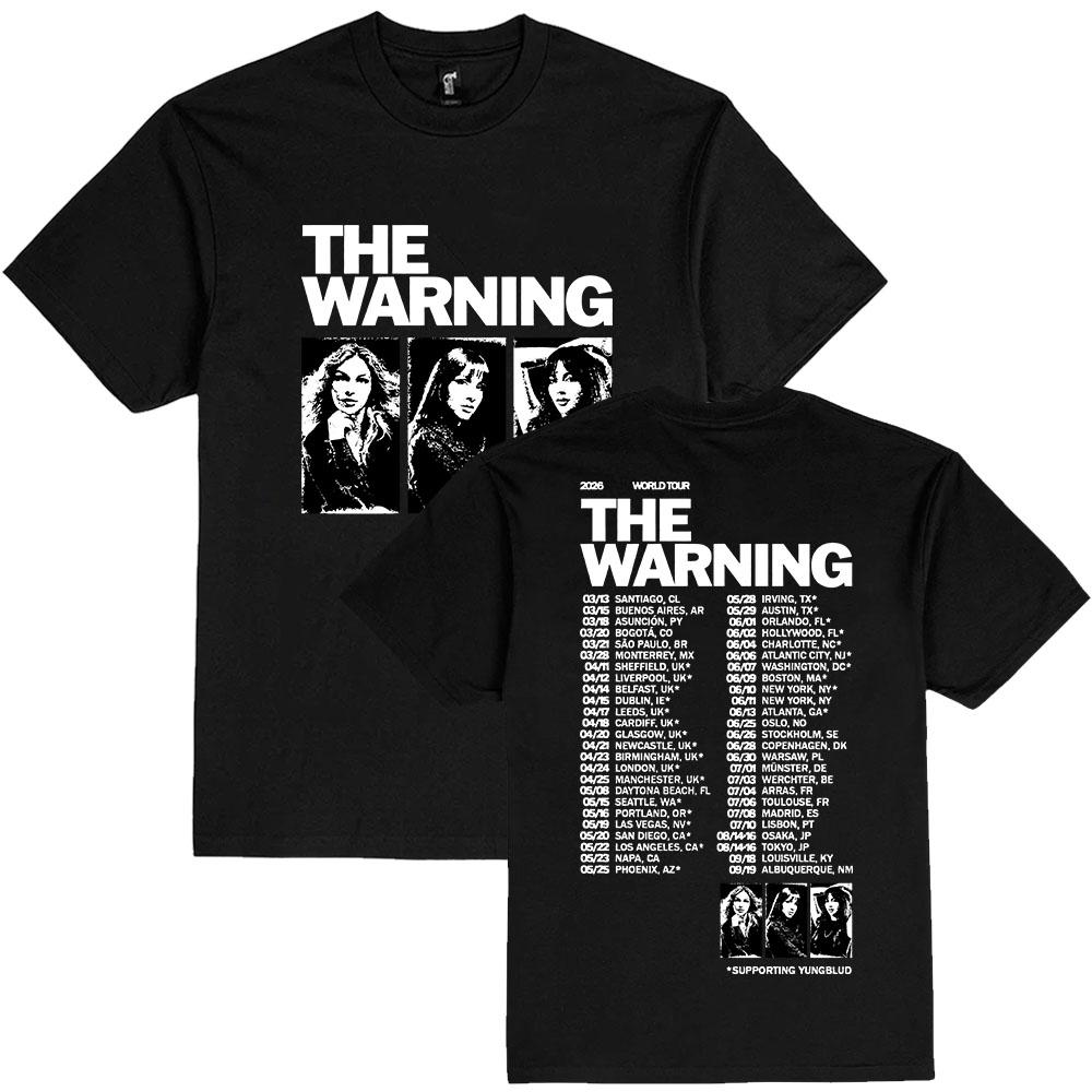 The most comfortable way to travel Het Warning World Tour 2026 T-shirt Korte Mouw 100% Katoen Losse Heren T-shirts Unisex Streetwear Casual Ronde Hals Heren T-shirts Band T-shirt Zomer Topjes 3XL veelkleurig