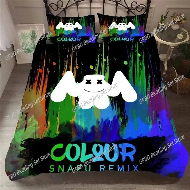 DJ Lovers Marshmello Hip Pop Music EDM Mosaic Bedding Set Single Twin Double Queen King Cal King Size Bed Linen Set