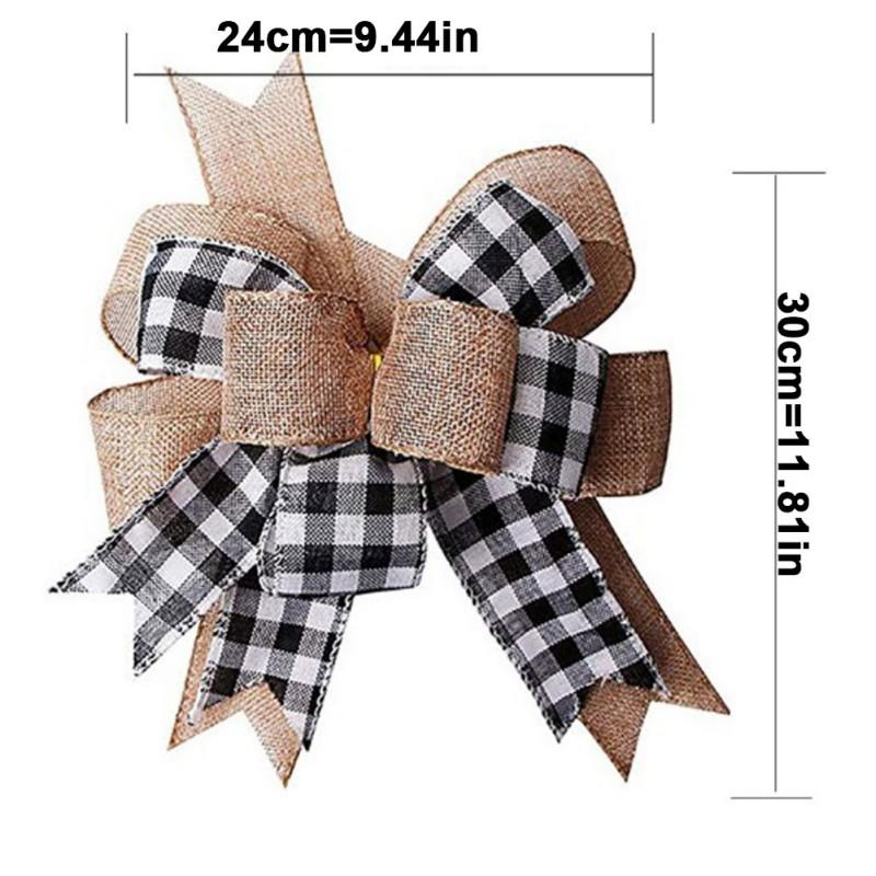Christmas Ribbon Bow Red and Black Plaid Bowknot Christmas Tree Decoration Handmade Christmas Gift Wrapping Ornament
