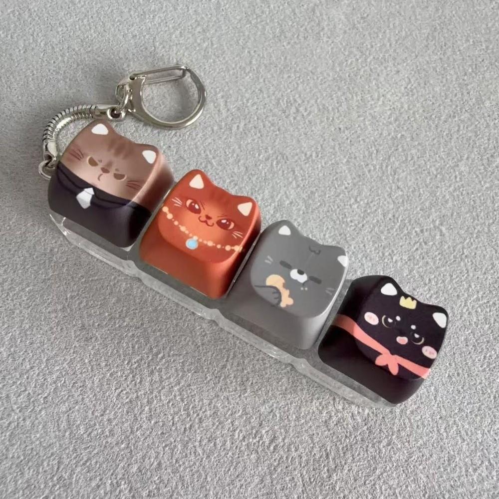 Cute Cat Cat Fidget Clicker Keychain Finger-Tip Pressing Button Finger Keyboard Pendant Key Ring