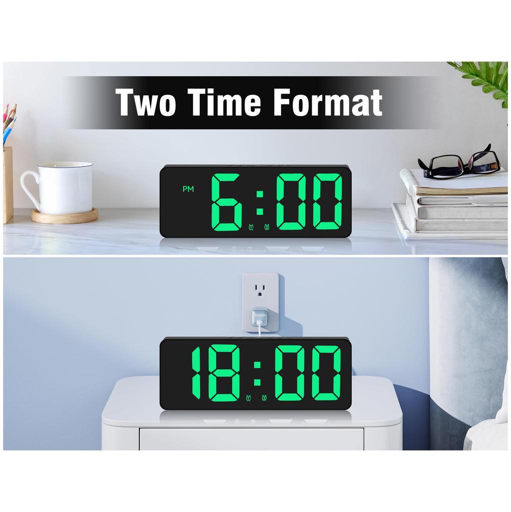 Digital Alarm Clock Upgraded Version LED Clock for Bedroom Electronic Desktop Clock with Temperature Display 5 Level Bright