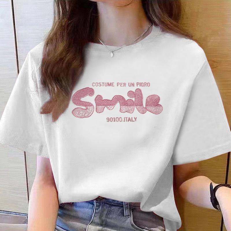 VEZFAA Damenmode Casual Sommer Frühling Kurzarm O-Ausschnitt Blusen & Hemden