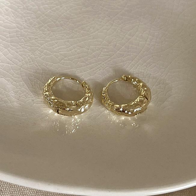 PONYKISS  Sterling Silver Irregular Lava Round Hoop Earrings for Women Minimalist Trendy Fine  Geometric Accessories