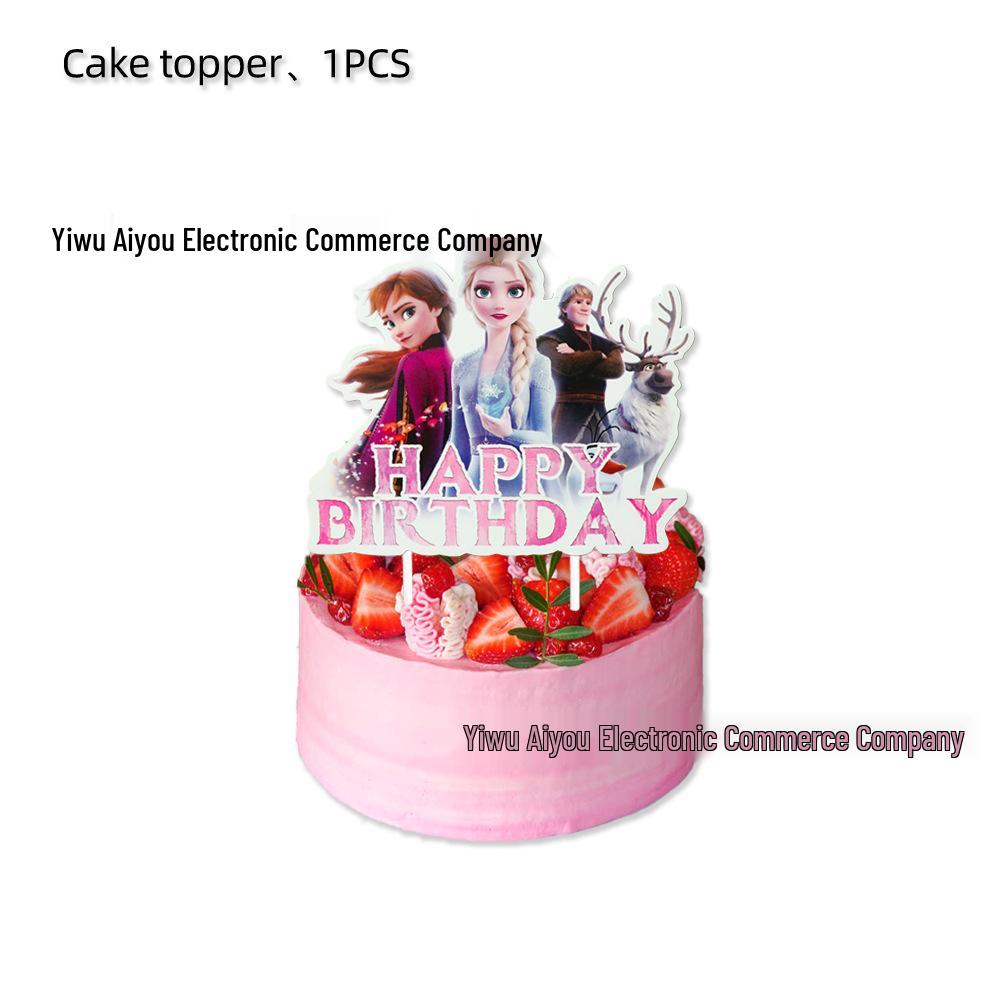 Pink Frozen Elsa Birthday Party Tableware Set: Plates, Napkins, and Decorations