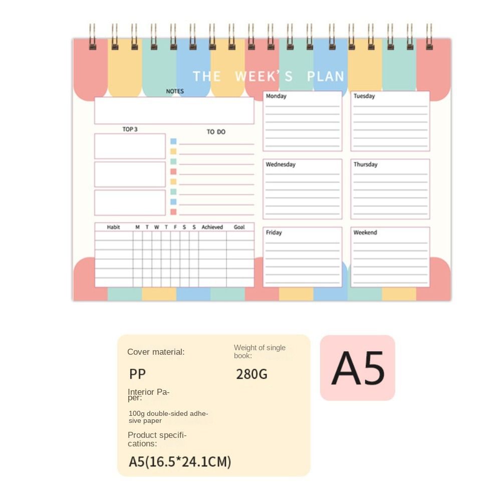 Spiral Notepad To Do List Notebook Stationery Weekly Planner Notebook Schedule Book  Desktop Note