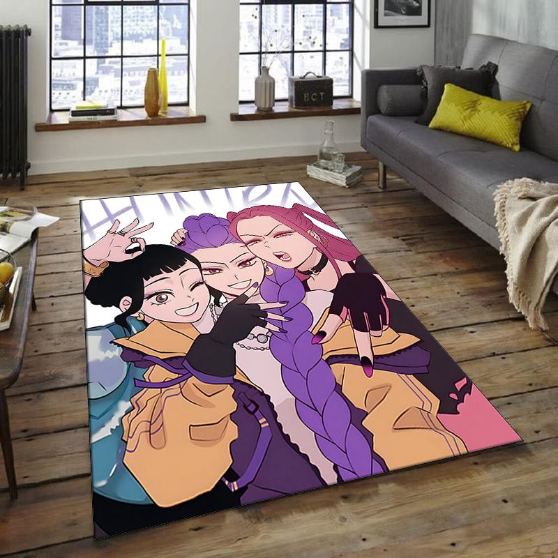 1pc KPop Demon Hunters8 Design Area Rug - Non-Slip, Soft & Cozy Floor Mat for Living Room, Bedroom, Office - Indoor/Outdoor Decorative Carpet