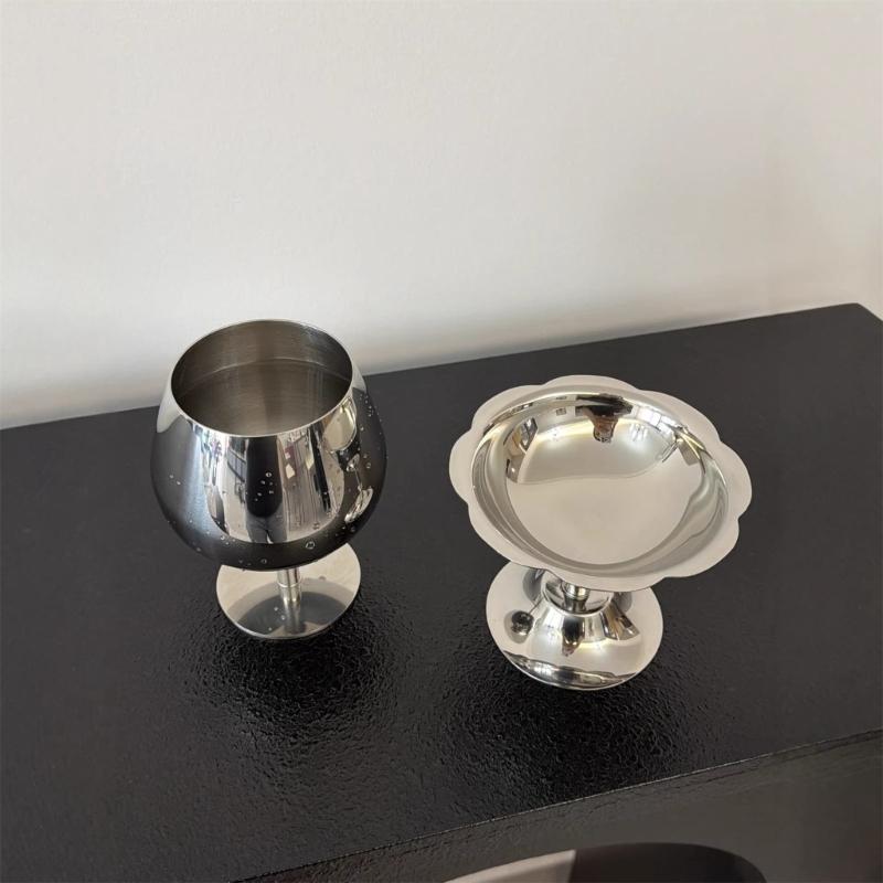 Elegant Stainless Steel Puddings Cups Footed Dish Bowl For Dessert Ice Cream And Cake Perfect For Home Parties And Cafes