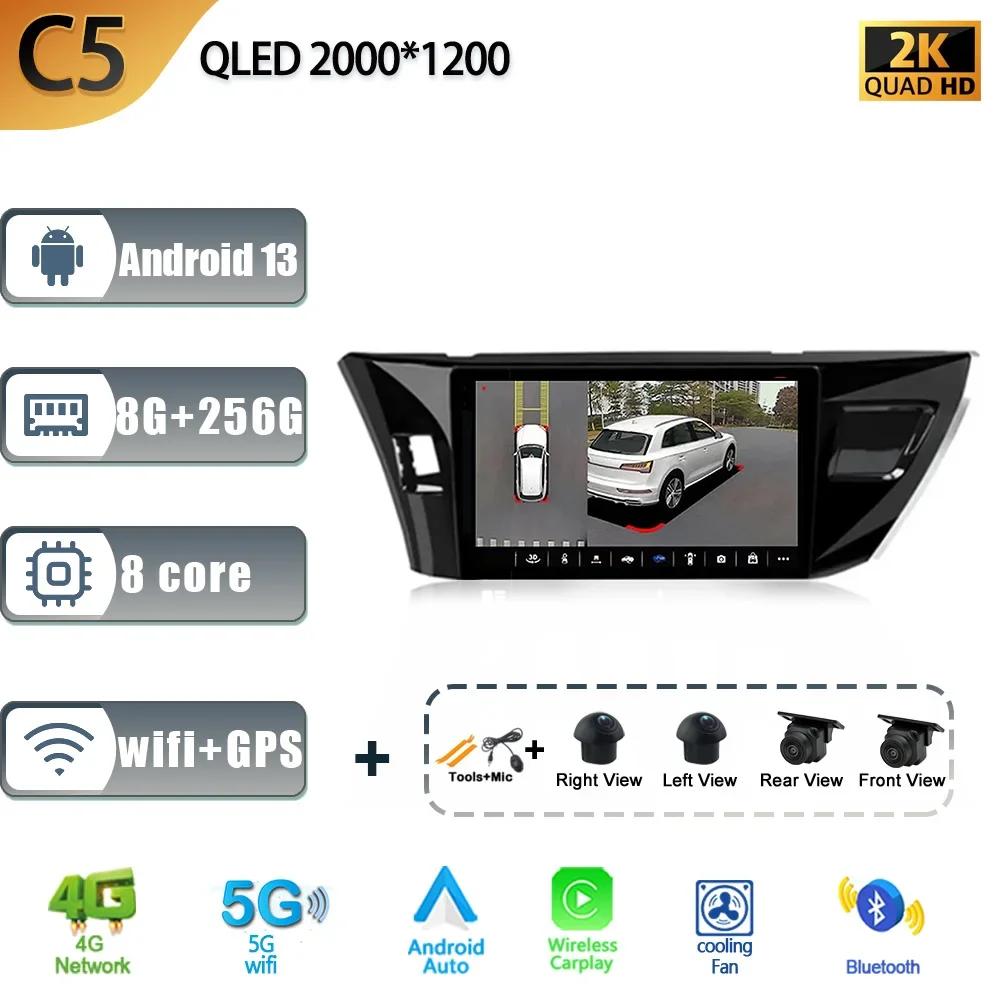 For Toyota Corolla Ralink 2014-2016 A Car Radio Multimedia Android 13 Navigation GPS Wireless Carplay 2 Din Touch Screen Stereo