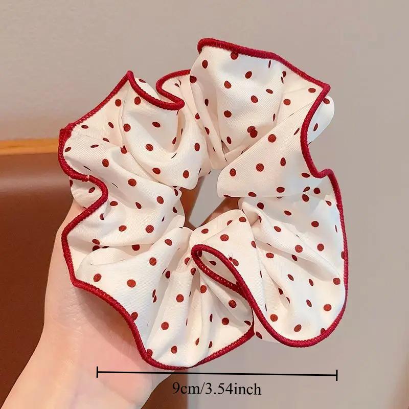 1pcs New Red Luxury Sweet Polka Dot Ponytail Hairband with Bun Hair Tie for Cute Bun Hairstyles - Premium Hair Accessories