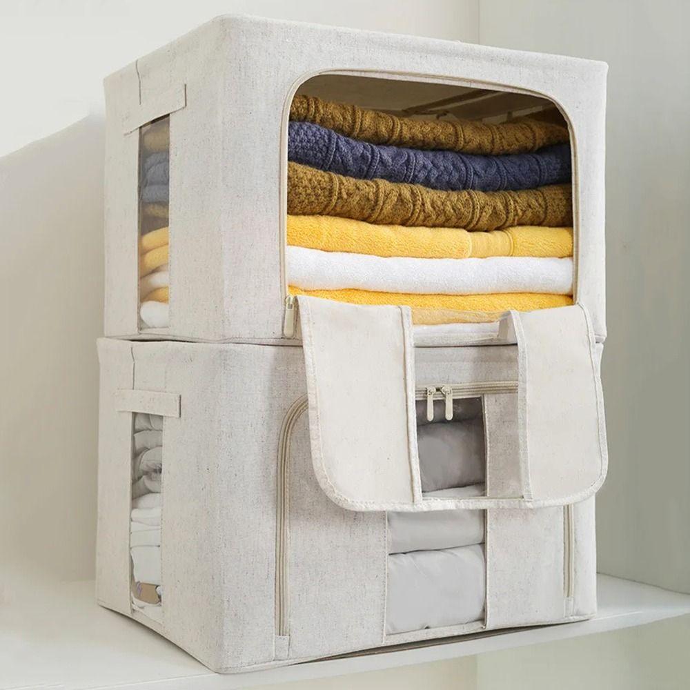 Large Capacity Fabric Storage Box Stackable Wardrobe Container Toy Storage Bins  Living Room