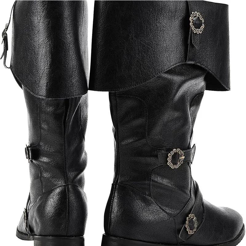 Retro Medieval Boots Nordic Viking Pirate Men Women Boots Riding Long Cosplay Boots for Halloween Party