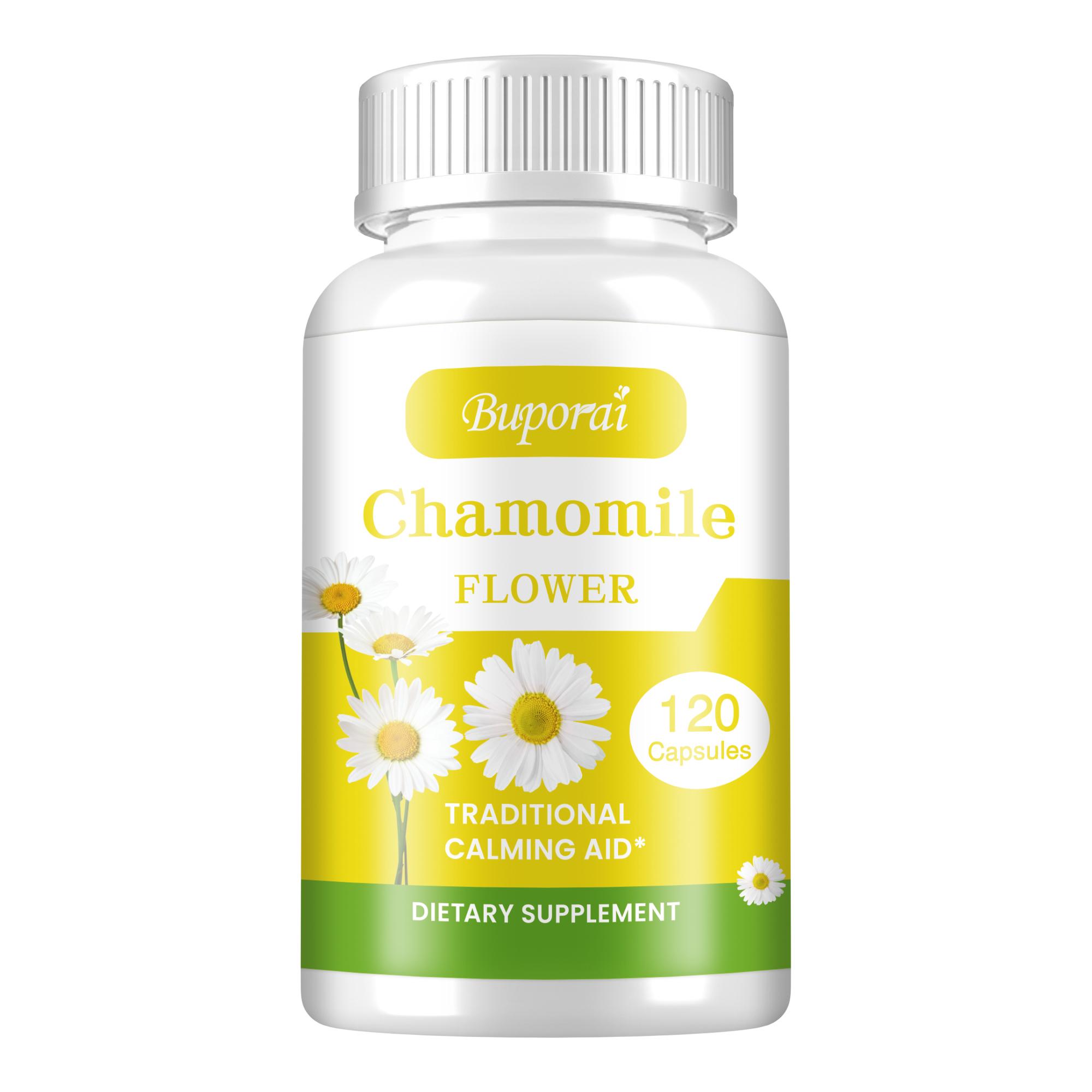 

Chamomile extract capsules, dietary supplement, potent formula, easily absorbed, suitable for adults. 120*1