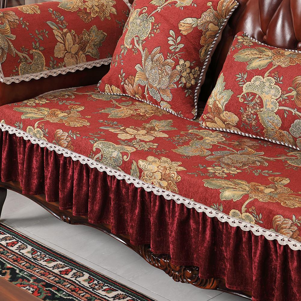 Jacquard Chenille Fabric Sofa Cover Living Room Non-slip Sofa Cushion Couch Cover Slipcover Luxury Furniture Protective Cover