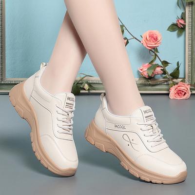 Fashion Thick-Soled Casual Sneakers For Women In Spring Autumn Middle-Aged Women's Versatile Travel White Shoes Soft Sole Mother's Shoes