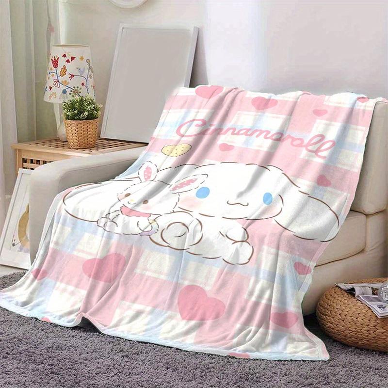 1pc, Sanrio Cinnamoroll Home Decor Flannel Blanket: Perfect Gift for Bedroom, Living Room, Travel, Camping, Car, Beach, Office Naps. Ideal Sofa Blanke