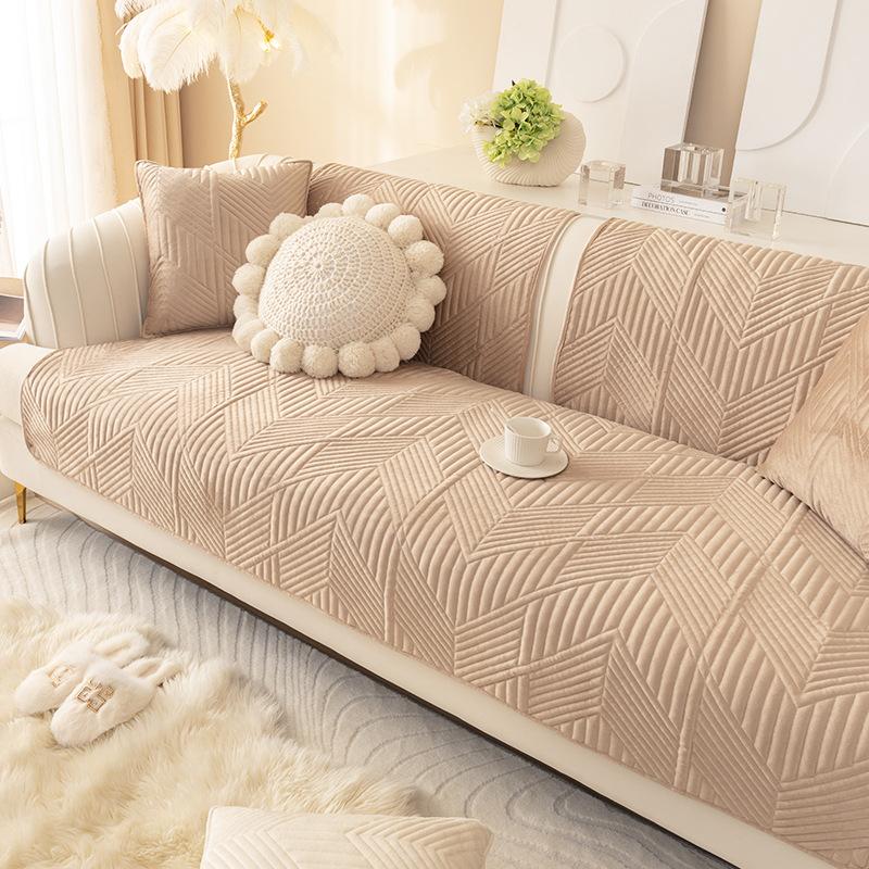 Light Luxury Style Sofa Cushion Winter Simple Cushion Four-season Anti-slip Plush Cover Backrest Towel
